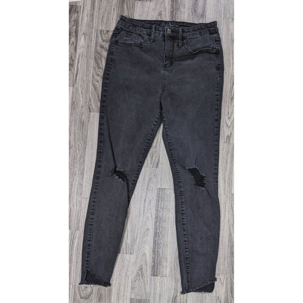 Wild Fable Size 6 Pockets‎ Distressed Skinny Black Grey Denim Jeans